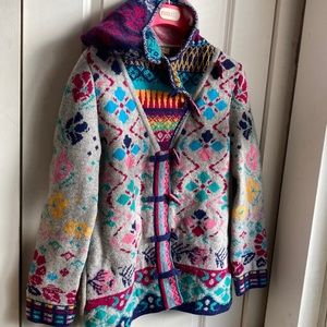 Beautiful IVKO colorful hooded wool toggle cardigan/jacket